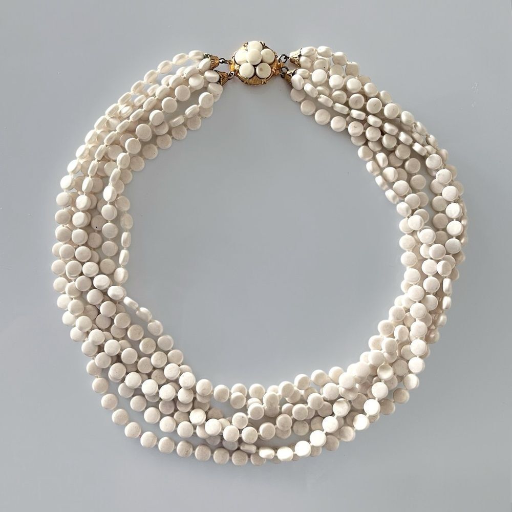 Vintage Art Deco Celluloid Multi Strand Bead Necklace